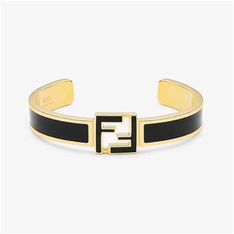 fendi bracelet 8ag679 black leather soft gold|Women's Designer Bracelets .